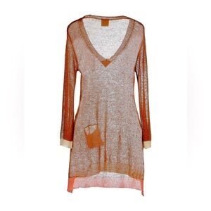 High fashion, unique quality, Italian Brand Linen Sweater Size M  slim L Brown